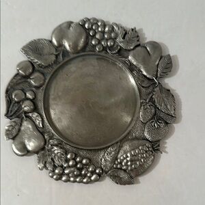 Williams Sonoma Pewter Wine coaster plate Candle Holder. 7” with 3.5” inner area